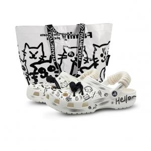 Классические сабо Happy Graffiti, специальные сабо для покупок унисекс Crocs, White