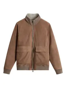 Бомбер с манжетами в рубчик WOOLRICH, коричневый