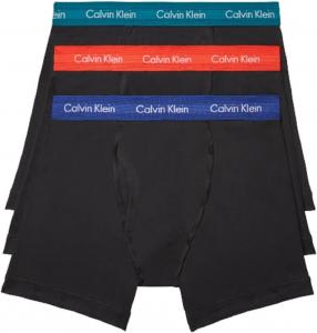 Комплект из 3 мужских трусов-боксеров Calvin Klein из хлопка и эластичного материала, Black Bodies W/ Byou Blue, Exotic Coral, Topaz Gemstone