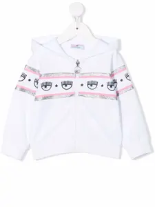 Худи Logomania на молнии Chiara Ferragni Kids, белый
