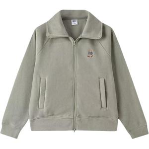 Женская бархатная куртка с воротником стойкой Moderate SPAO, хаки