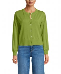 Женский укороченный кардиган из тонкой ткани с круглым вырезом Lands' End, Winter pear