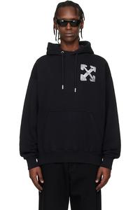 Худи для скейтбординга в стиле блэк-метал "off" Off-White, черный/серебристый