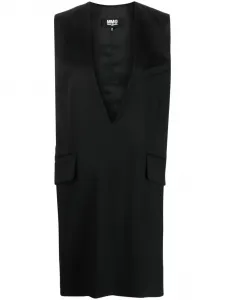 Платье без рукавов с V-образным вырезом MM6 Maison Margiela, черный