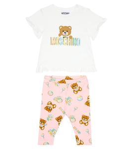 Детский комплект из хлопковой футболки и шорт Moschino Kids, Cloud