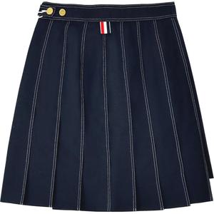 Плиссированная мини-юбка fresco THOM BROWNE, темно-синий