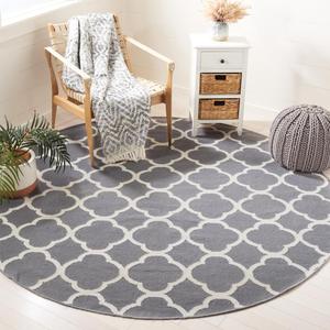 Ковер SAFAVIEH, 214 x 214 см, Dhurries Collection - Grey & Ivory, ручная работа, плоское плетение из шерсти и бананового шелка, идеален для помещений с высокой проходимостью в гостиной, спальне (DHU627B)