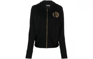 Хлопковая толстовка с вышитым логотипом VERSACE JEANS COUTURE, черный