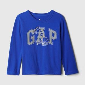 Футболка с длинными рукавами из хлопка с принтом Gap, синий