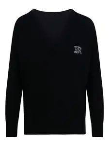 Свитер с аппликацией и v-образным вырезом Ermanno Firenze, черный