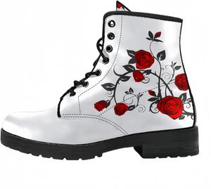 Женские короткие ботинки с принтом, шнуровкой и массивным каблуком, боевые ботильоны на осень и зиму для девушек, с узором в виде роз, черепов, бабочек и мультяшных цветков Maimeili, Rose Red