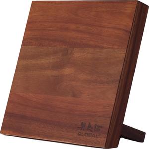 Global Magnetic Knife Easel 28 x 28 см - японская подставка из твердой древесины, надежно удерживает 5 ножей, компактный органайзер для столешницы, гладкая отделка акацией