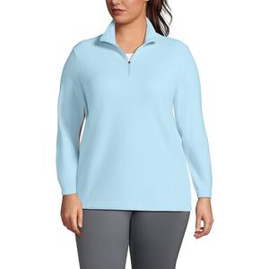 Флисовый пуловер с молнией 1/4 больших размеров Lands' End, цвет Subtle Blue