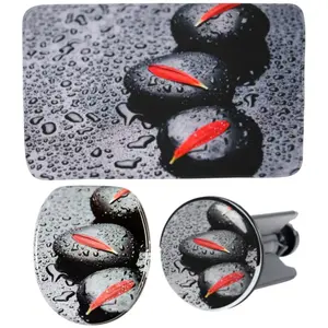 Набор аксессуаров для ванной комнаты Sanilo «Elegance», (полный комплект, 3 предмета), состоящий из сиденья для унитаза, коврика для ванной и пробки для раковины, цвет schwarz-grau