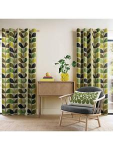Парные многостебельные шторы с люверсами и подкладкой Orla Kiely, Fern-ochre
