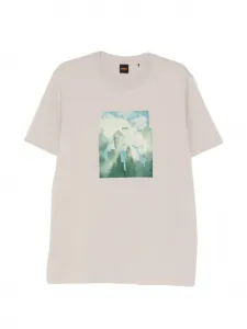 Футболка с короткими рукавами и графическим принтом Boss, бежевый