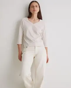 Женская футболка с рукавом три четверти и V-образным вырезом Yerse, бежевый