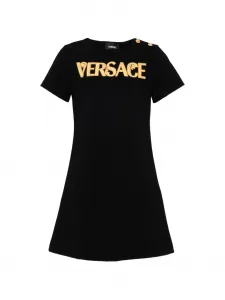 Платье на пуговицах с логотипом Versace Kids, черный
