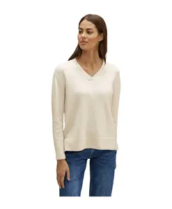 Пуловер с V-образным вырезом Street One, бежевый