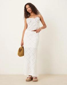 Юбка макси в стиле пэчворк ASOS DESIGN белого цвета