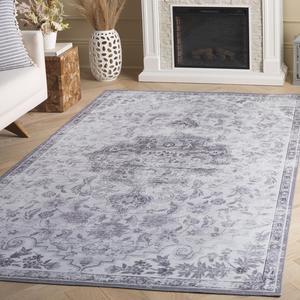 Ковер SAFAVIEH, 183 x 183 см,  Tucson Collection, моющийся, Light Grey & Grey, противоскользящий, идеален для помещений с высокой проходимостью: гостиная, спальня, домашний офис, столовая