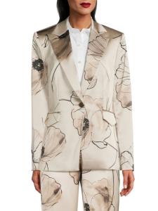 Атласный блейзер с цветочным принтом Karl Lagerfeld Paris, цвет Oyster Gray