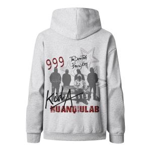 Толстовка Unisex Hooded Moderate Heavyweight HUANQIU, белый heather серый