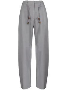 Брюки прямого кроя с кулиской Ganni, серый