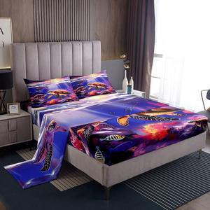 Erosebridal Комплект постельного белья King Size с морскими черепахами и океанским принтом в фиолетовых тонах, Multi 25
