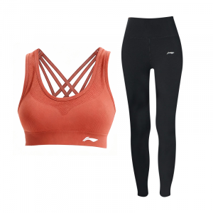 Женский спортивный комплект Li Ning: черная майка и брюки для йоги