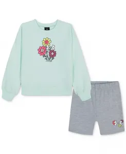 Комплект из 2 предметов: топ с круглым вырезом и велосипедные шорты для малышей и маленьких девочек Under Armour, зеленый