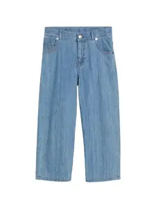 Легкие джинсовые мешковатые брюки с пятью карманами Brunello Cucinelli Kids, синий