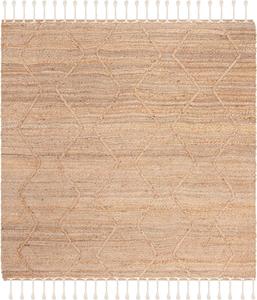 Ковер SAFAVIEH, 122 x 122 см, Natural Fiber Collection - Natural, дизайн Farmhouse Boho Rustic Tribal Braided Tassel Jute, идеально для помещений с высокой проходимостью в гостиной, спальне (NF108B)