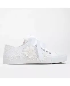Кроссовки свадебные Peyton с цветочным кружевом Forever & Always Shoes, белый
