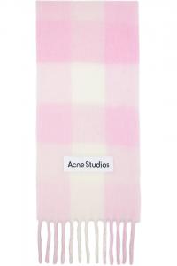 Acne Studios Розовый клетчатый шарф из мохера