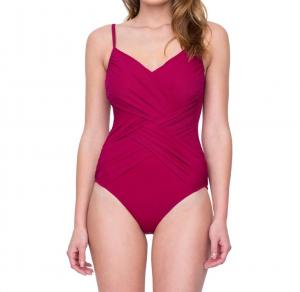 Слитный купальник с V-образным вырезом цвета Got Lattice Wine Gottex