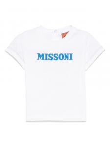 Missoni Kids футболка с вышитым логотипом, белый