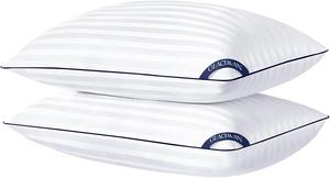 Glaciman Подушки для сна Glaciman стандартного размера, набор из 2 штук, гостиничного качества для сна на боку и спине, дышащий чехол с наполнителем down alternative, кант navy blue White (Navy Blue Piping)