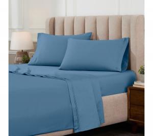 Комплект постельного белья из египетского хлопка плотностью 1000 нитей на дюйм, 4 предмета, однотонный, размер California King Superior, Medium blue