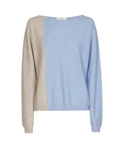 Двухцветный свитер из шерсти и кашемира Marie Mãro, синий