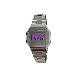 CASIO Часы Retrofit Series Quartz Movement Stainless Steel Strap Watch Men's Watch Silver Dial, Silver Dial with Purple Bezel