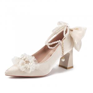 Туфли Chunky Heel High Heels Women's Ecru Gift Box Set Xingdiman, Ecru[Gift Box Set]+Giveaway