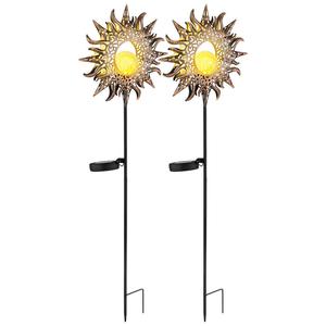 Globo Lighting Светодиодный уличный светильник на солнечных батареях, коричневый, с эффектом ржавчины, комплект из 2 штук