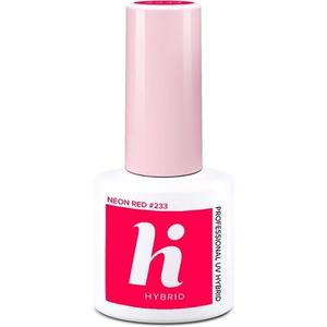 233 Яркий неоновый красный УФ-гель-лак для ногтей 5 мл, Hi Hybrid