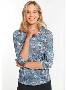 Рубашка с принтом: Изысканная рубашка с принтом и рукавами 3/4 светло-голубого/разноцветного цвета. GOLDNER