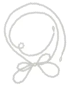 Жемчужное ожерелье-бантик 42,5 дюйма Velvet Luna, white