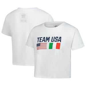 Женская белая футболка loose cropped с флагами команды usa Outerstuff