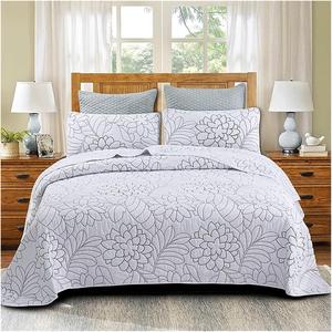 YUSIWOAL Комплект постельного белья из хлопка с вышивкой и цветочным принтом Bianco