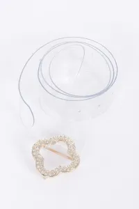 Ремень с металлической пряжкой и стразами, прозрачный Fashnzfab