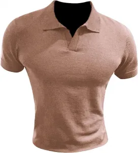 Мужская футболка с V-образным вырезом и лацканом Regular Fit